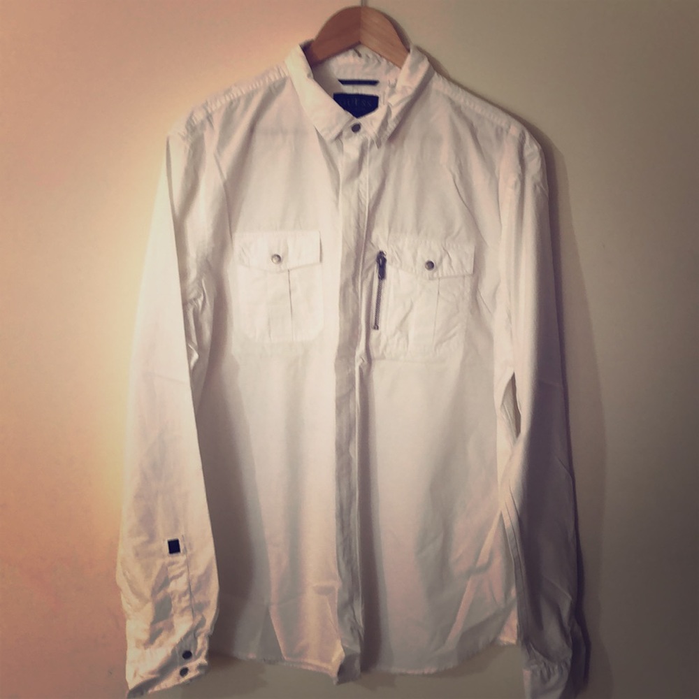 Guess men’s zip up long sleeves shirt